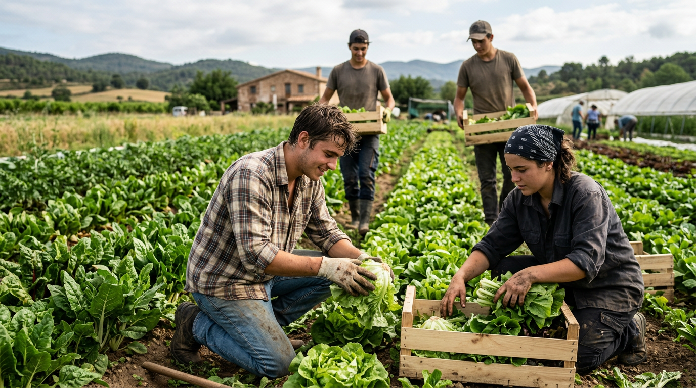 Jóvenes trabajando en el campo