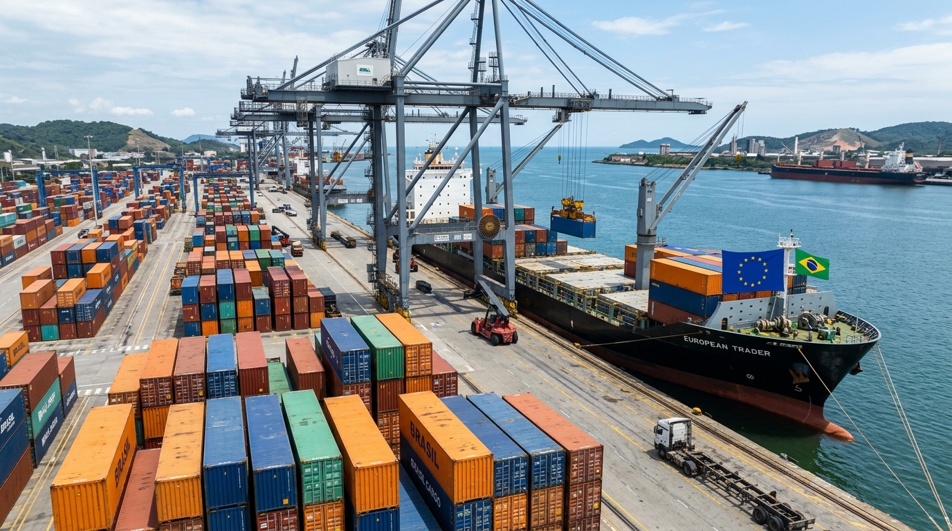exportaciones de brasil a la Unión Europea, necesito graficar eso, nada de personas en la foto
